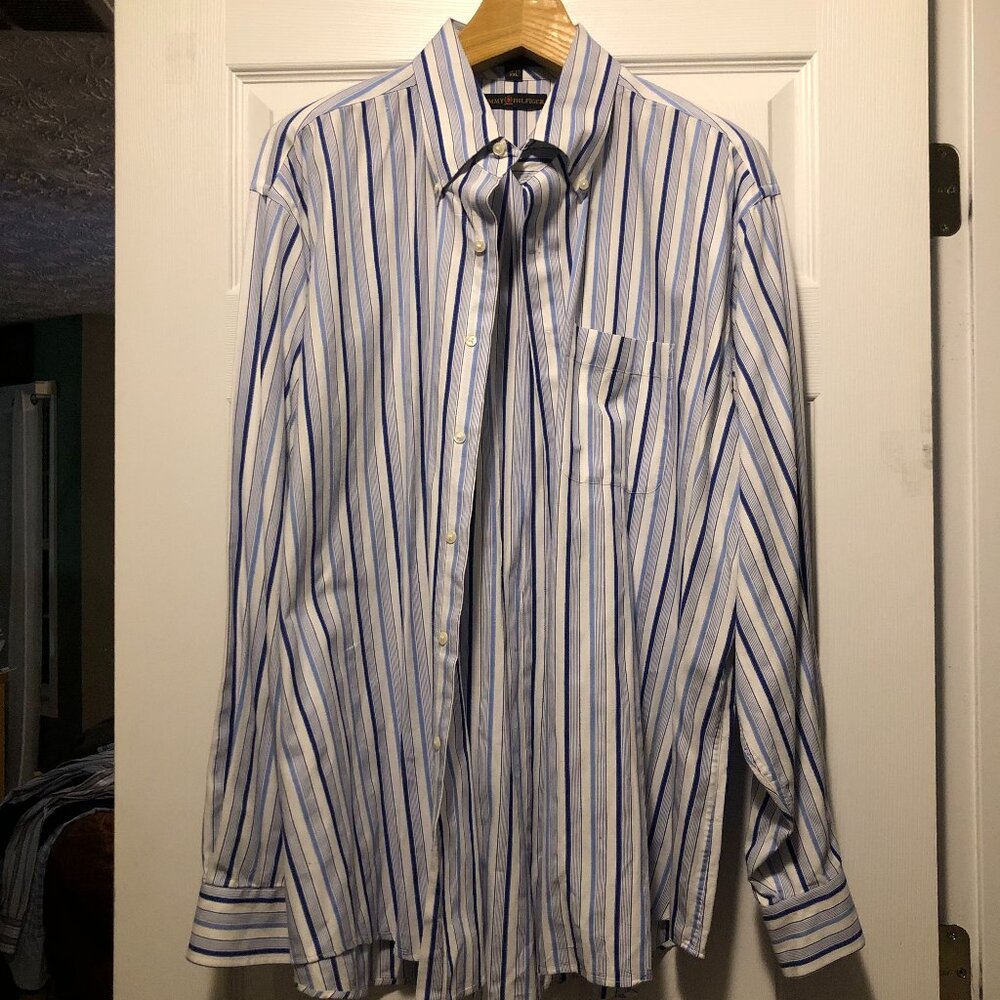 TOMMY HILFIGER BIG&TALL MEN'S COTTON CASUAL SHIRT  SIZE: XXL (18/36-37 )